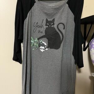 Torrid Classic Fit Raglan Tee - Yeah, no cat